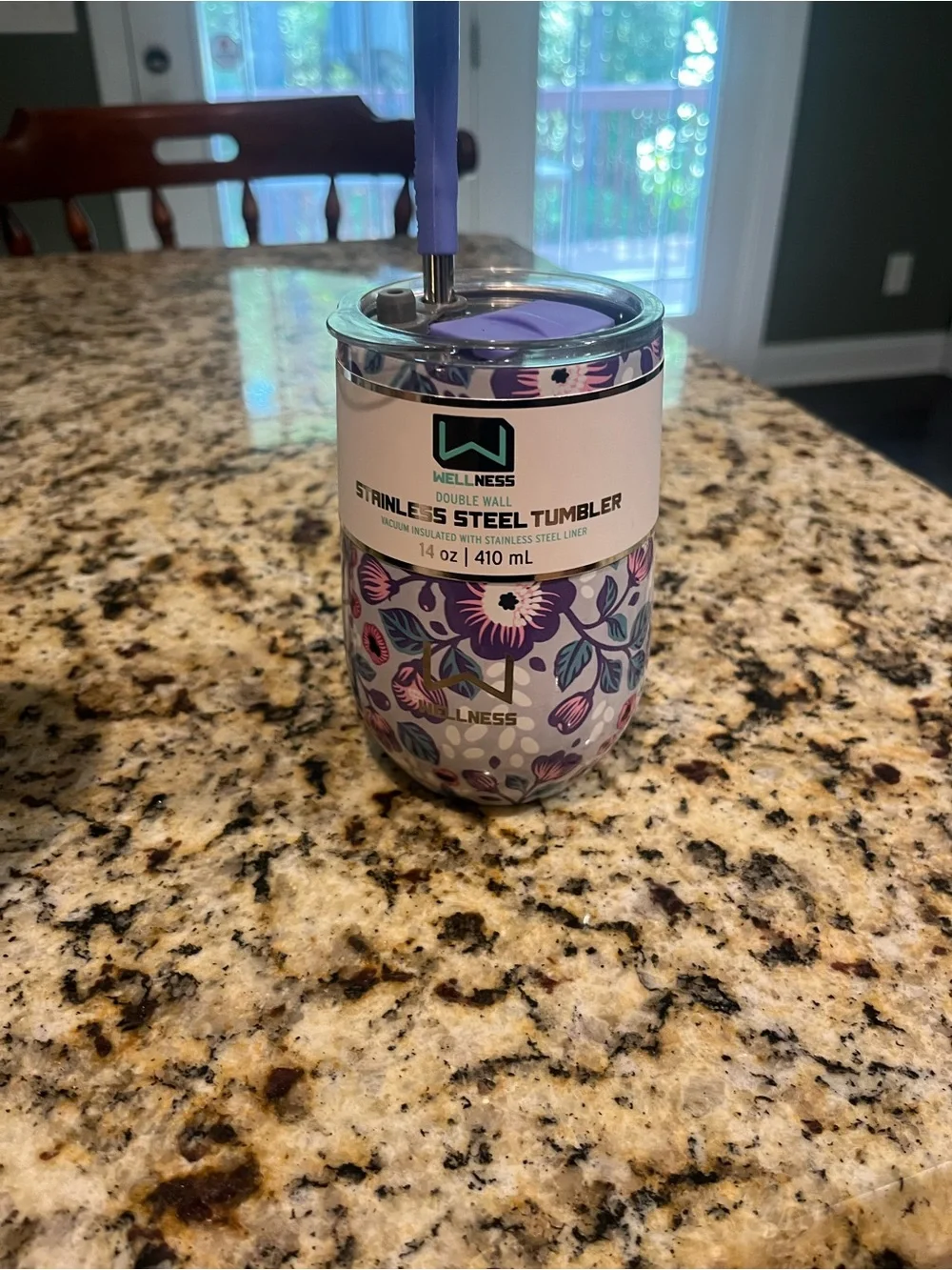 Lavender Floral Stainless Steel Tumbler - 14 oz